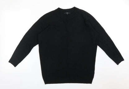 Next Womens Black Crew Neck  Acrylic Pullover Jumper Size S