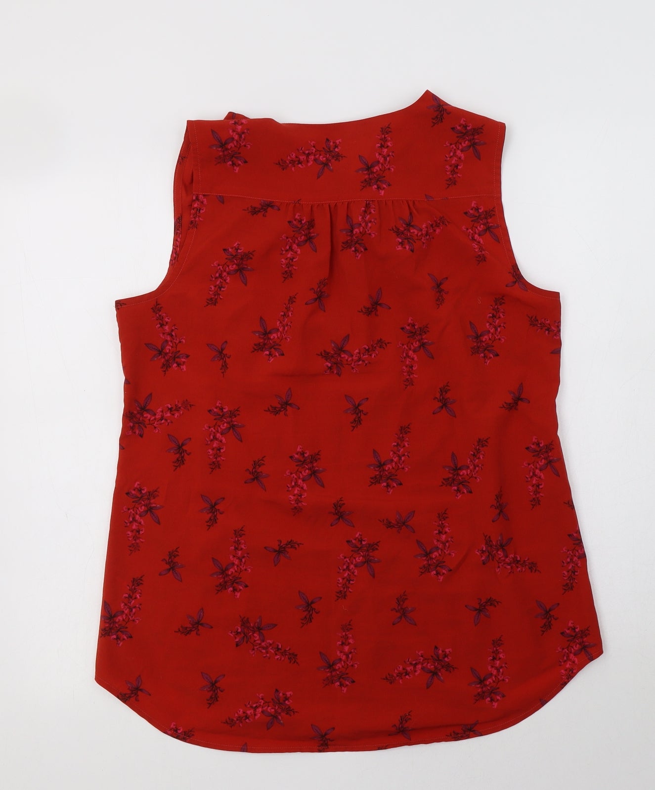 CAbi Womens Red Floral Polyester Basic Blouse Size S V-Neck