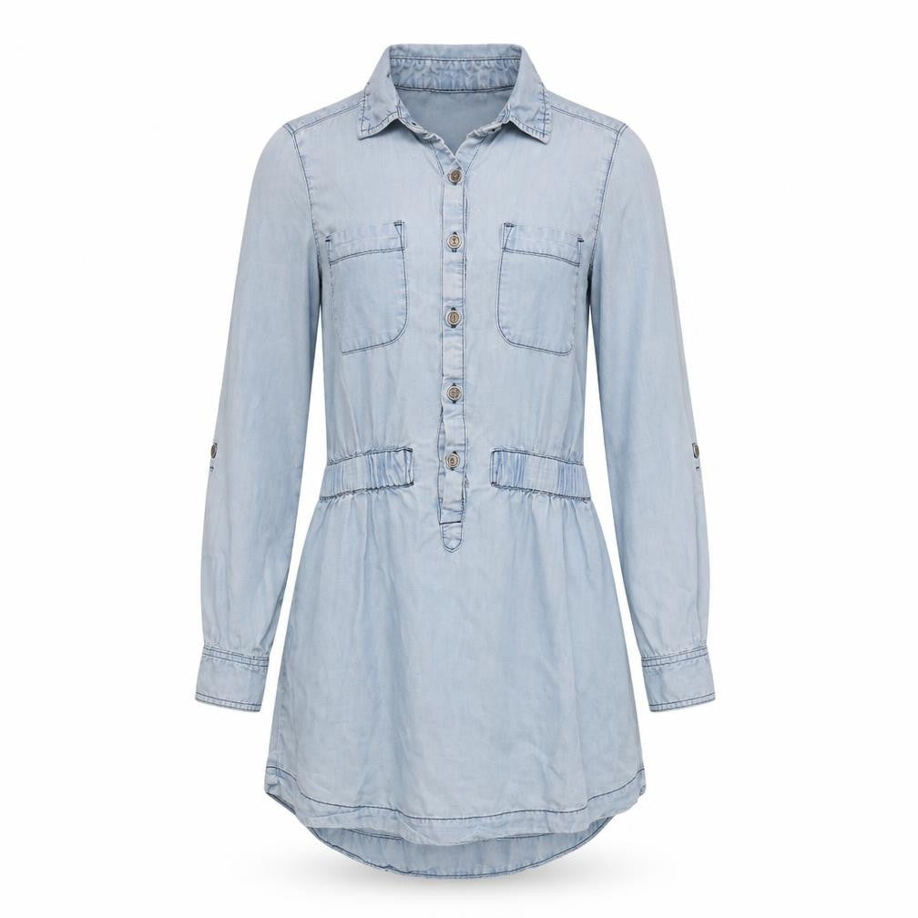 Tractor Womens Blue  Lyocell Basic Button-Up Size S Collared