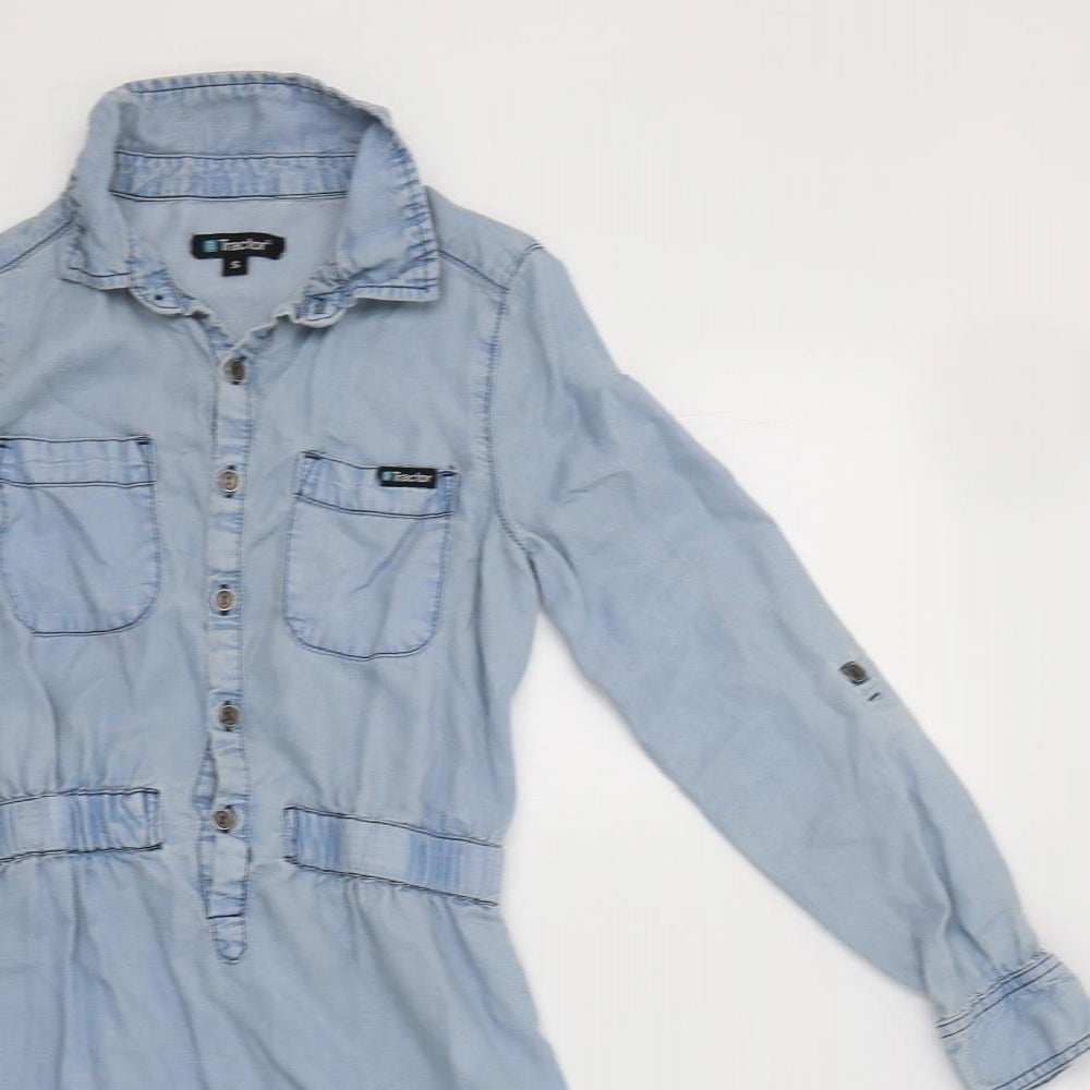 Tractor Womens Blue  Lyocell Basic Button-Up Size S Collared