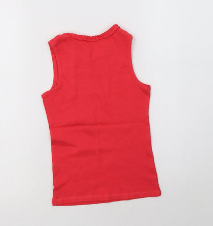 Preloved George Girls Pink  Cotton Basic Tank Size 7-8 Years Crew Neck - Back