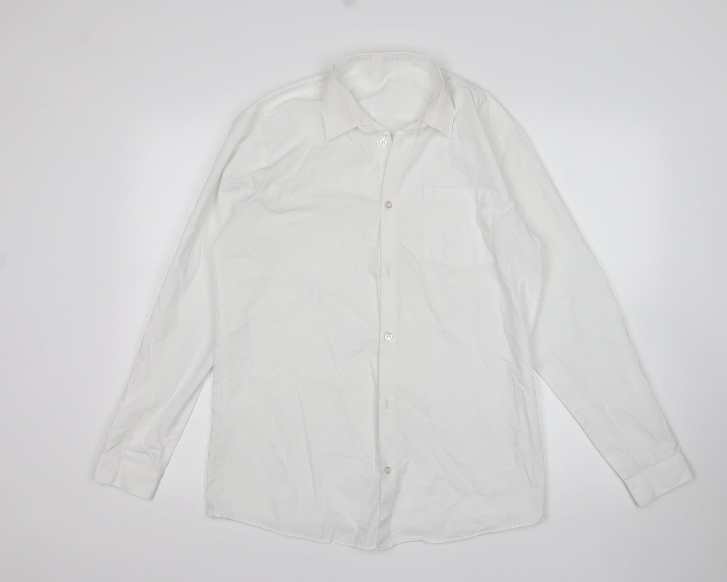 George Boys White  Polyester Basic Button-Up Size 15-16 Years Collared