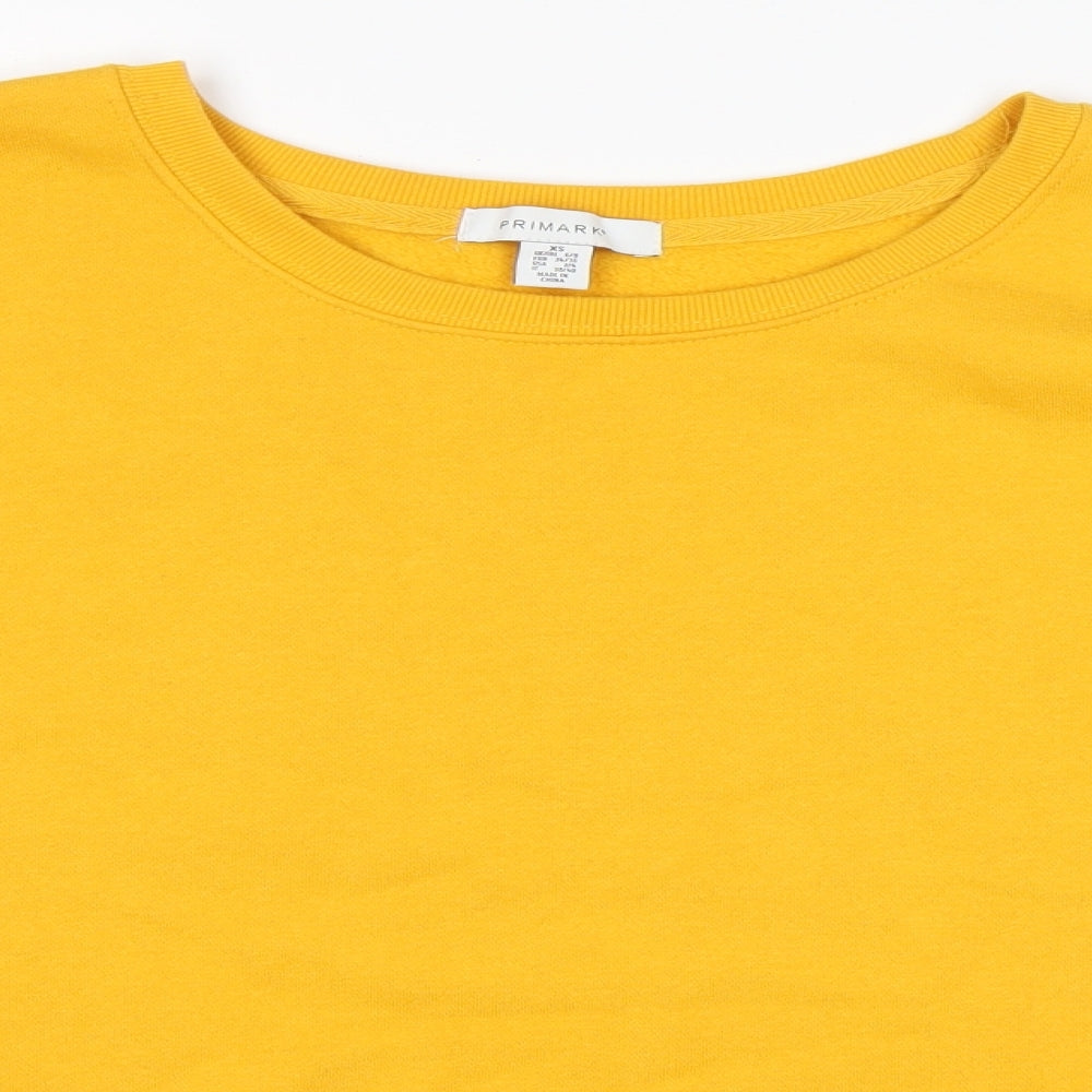 Primark Womens Yellow  Polyester Pullover Sweatshirt Size XS   - cropped