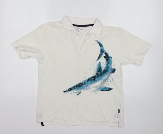 Gap Boys Multicoloured Animal Print Cotton Basic Polo Size M Collared  - Shark