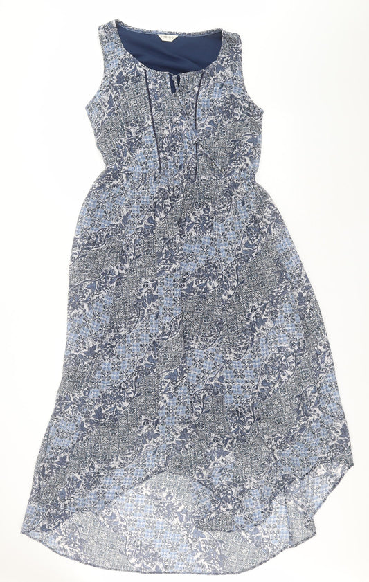 Indigo Womens Blue Geometric Polyester A-Line  Size 10  Round Neck