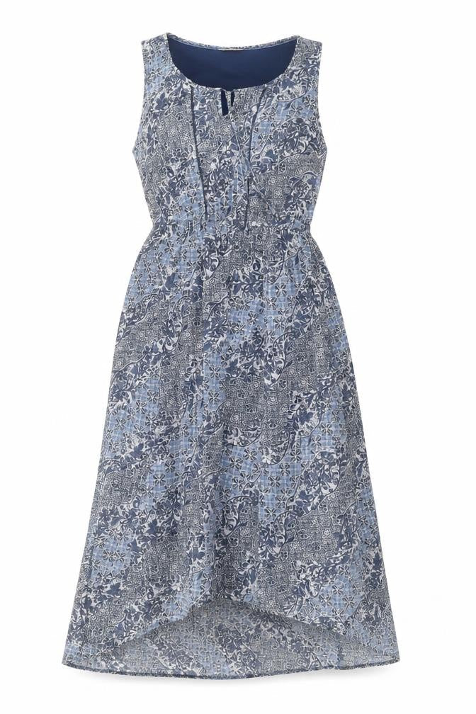 Indigo Womens Blue Geometric Polyester A-Line  Size 10  Round Neck