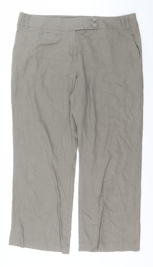 BHS Womens Beige  Linen Trousers  Size 20 L29 in Regular