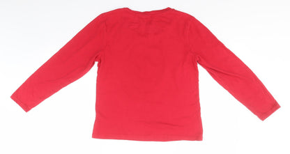 Preloved Disney Womens Red  Cotton Basic T-Shirt Size 10 Round Neck - Mickey Mouse, Christmas - Back