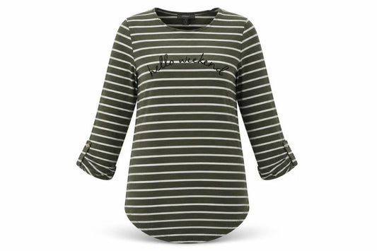 Primark Womens Green Striped Polyester T-Shirt Dress  Size M  Crew Neck  - Hello Weekend