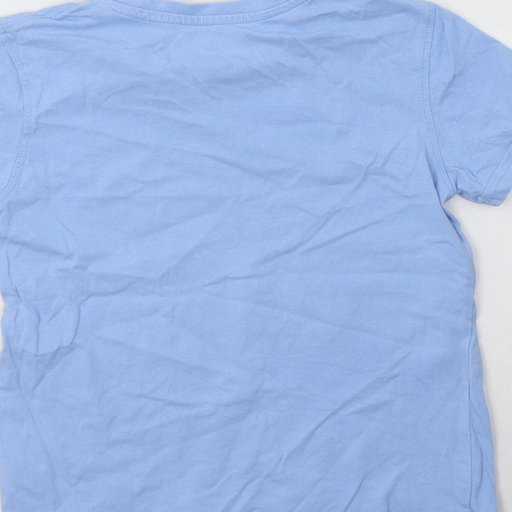 George Boys Blue  Cotton Basic T-Shirt Size 6-7 Years Crew Neck  - School Wear