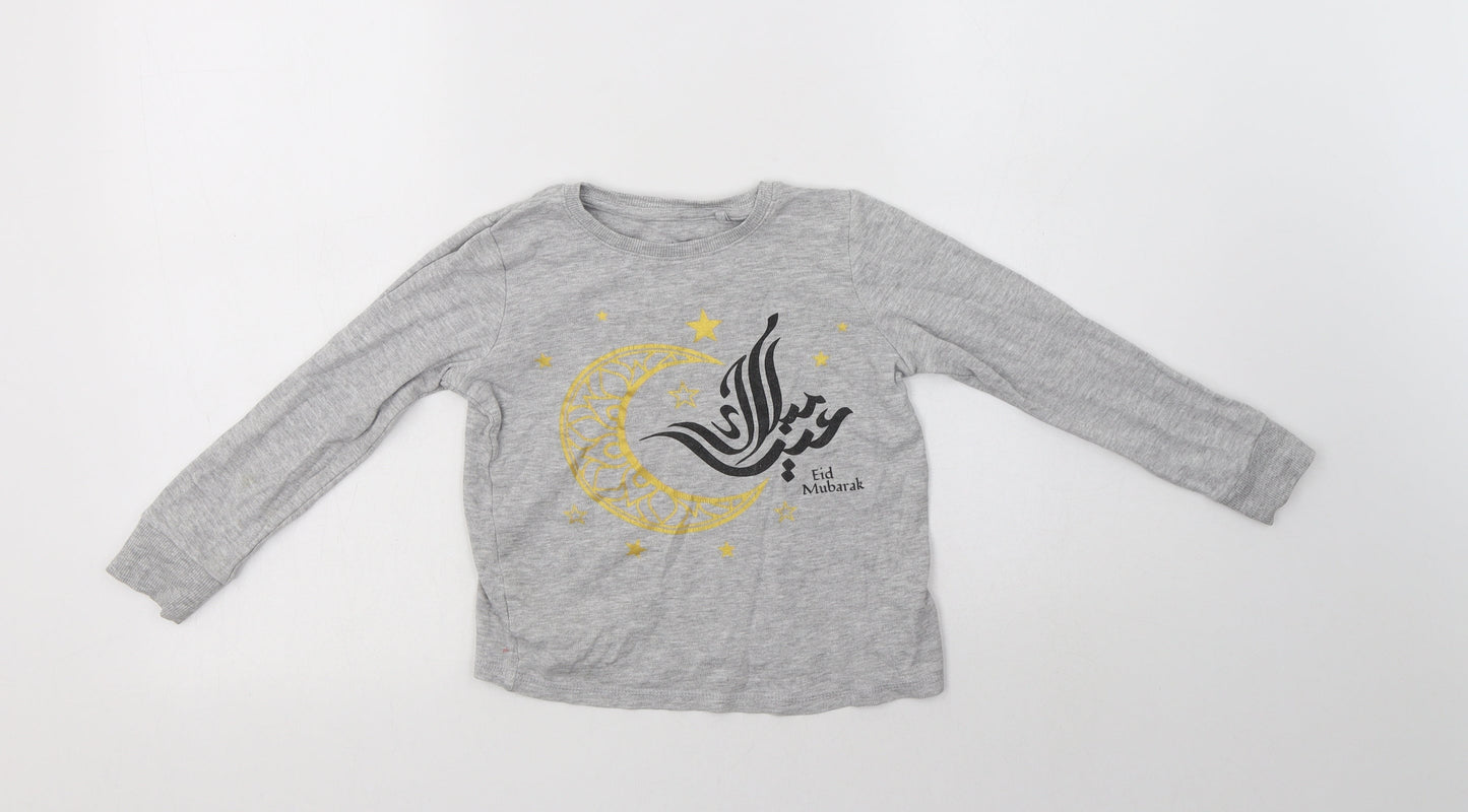 NEXT Girls Grey  Cotton Pullover Sweatshirt Size 5 Years   - Eid Mubarak