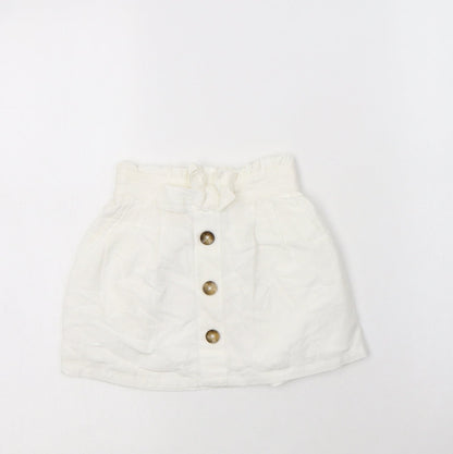 Tu Girls White  Viscose A-Line Skirt Size 3 Years  Regular