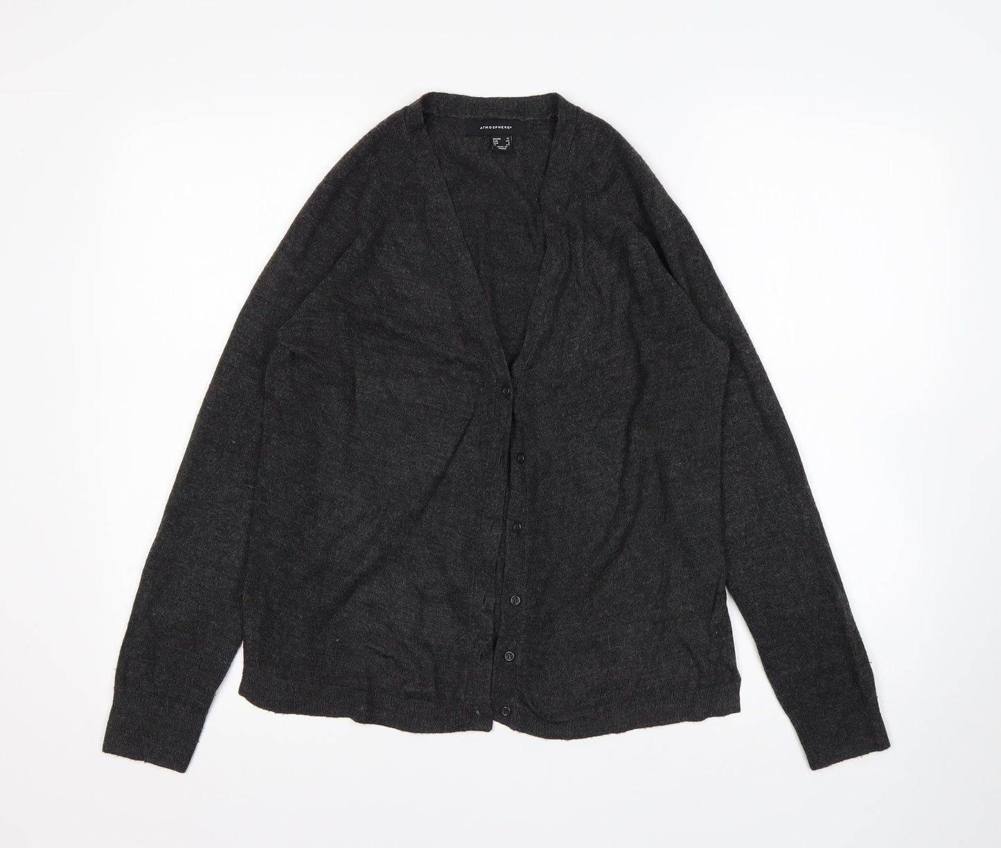 Atmosphere Womens Grey V-Neck  Acrylic Cardigan Jumper Size 12