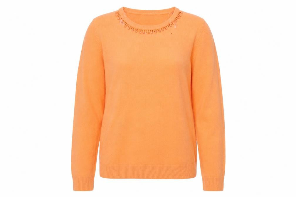 Paramour Womens Orange Round Neck  Acrylic Pullover Jumper Size M