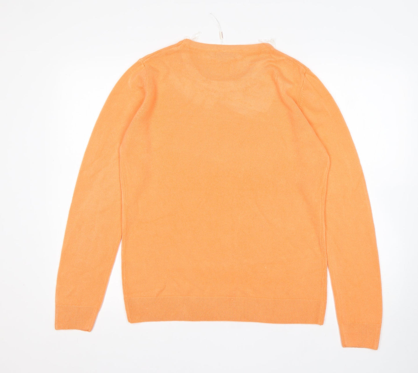 Paramour Womens Orange Round Neck  Acrylic Pullover Jumper Size M