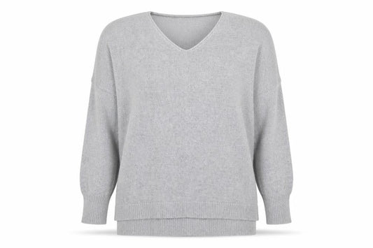 SHEIN Womens Grey V-Neck  Acrylic Pullover Jumper Size L