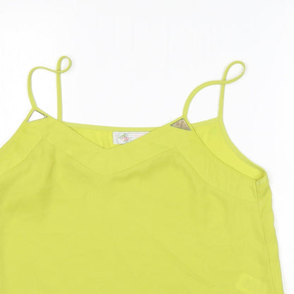 Cameo Rose Womens Green Polyester Basic Blouse Size 10 V-Neck