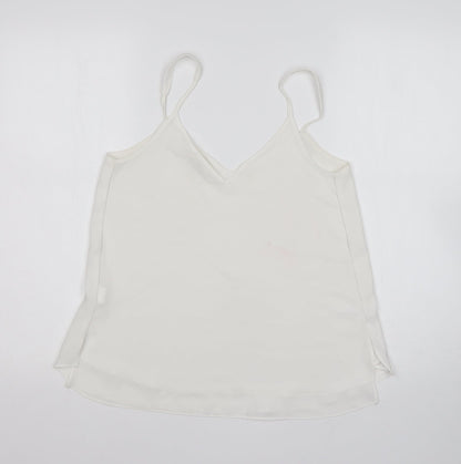 River Island Womens White  Polyester Basic Tank Size 8 V-Neck