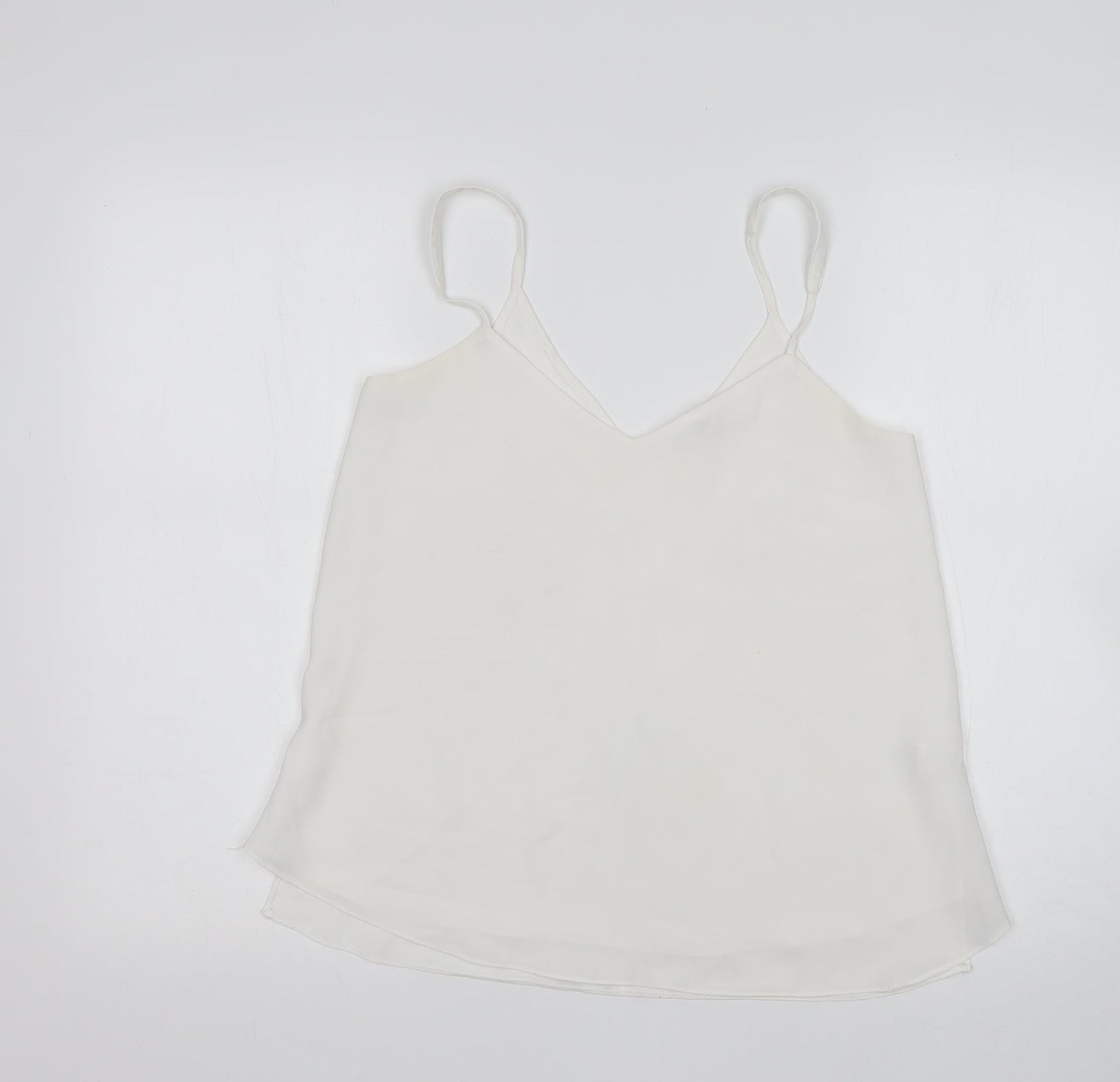 River Island Womens White  Polyester Basic Tank Size 8 V-Neck