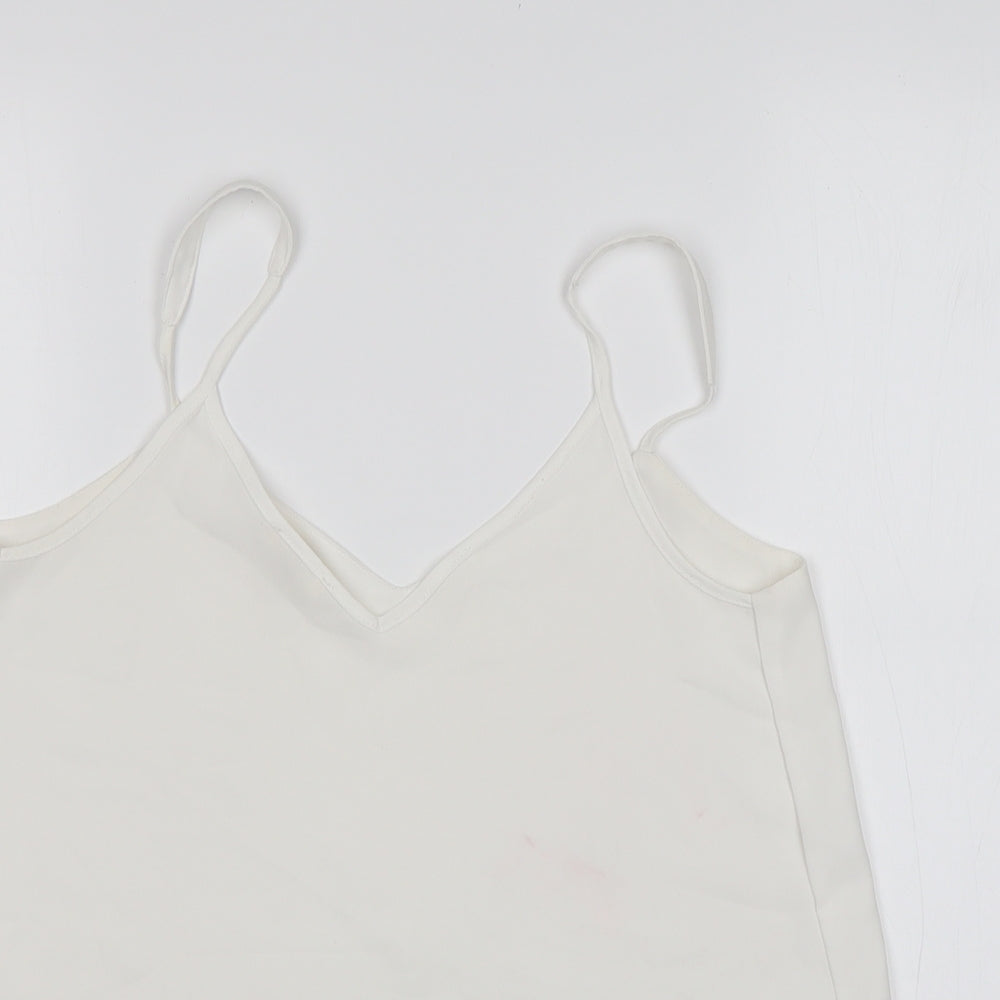River Island Womens White  Polyester Basic Tank Size 8 V-Neck
