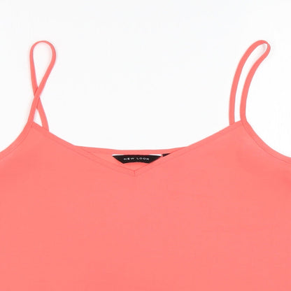 New Look Womens Pink  Polyester Basic Tank Size 10 V-Neck