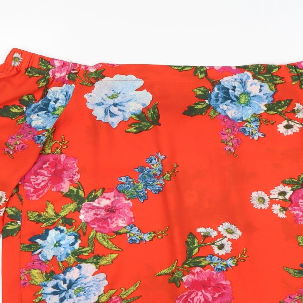 New Look Womens Multicoloured Floral Polyester Basic Blouse Size 10 Boat Neck