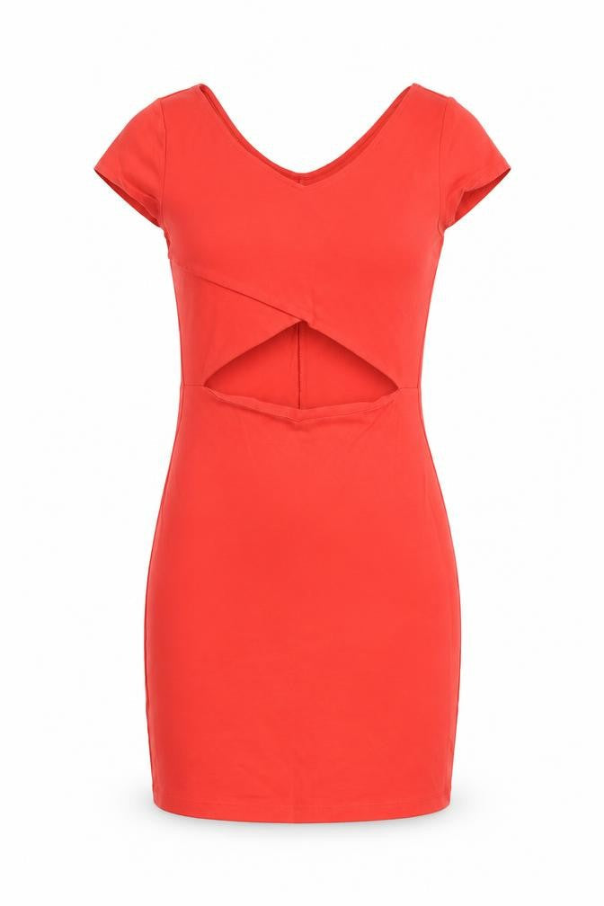 Topshop Womens Orange  Cotton Mini  Size 10  Round Neck