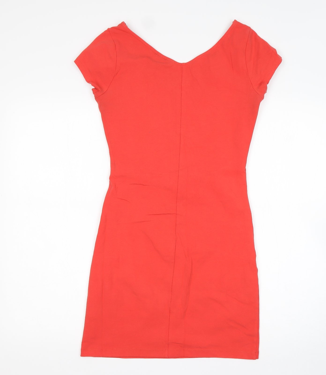 Topshop Womens Orange  Cotton Mini  Size 10  Round Neck