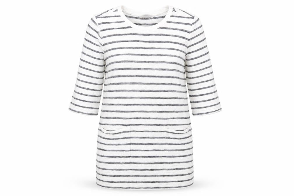 George Womens White Round Neck Striped Cotton Pullover Jumper Size 10