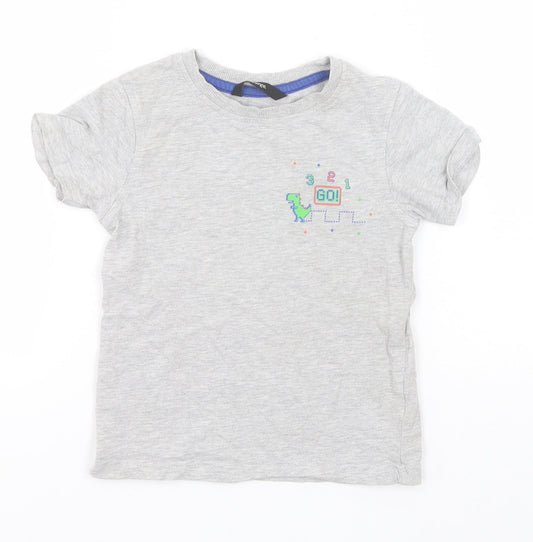 George Boys Grey  Cotton Basic T-Shirt Size 3-4 Years Round Neck  - Dinosaur