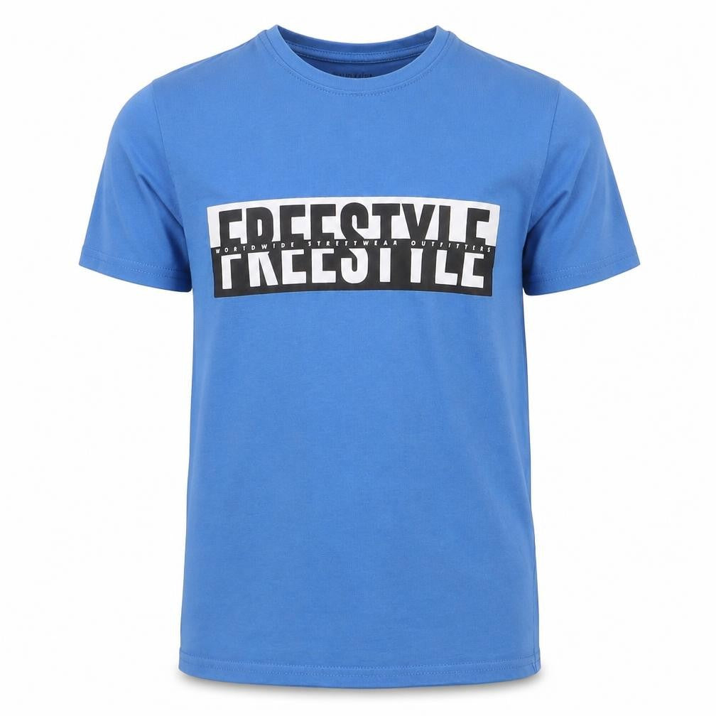 Primark Boys Blue  Cotton Basic T-Shirt Size 9-10 Years Round Neck Pullover - Sky Blue Freestyle