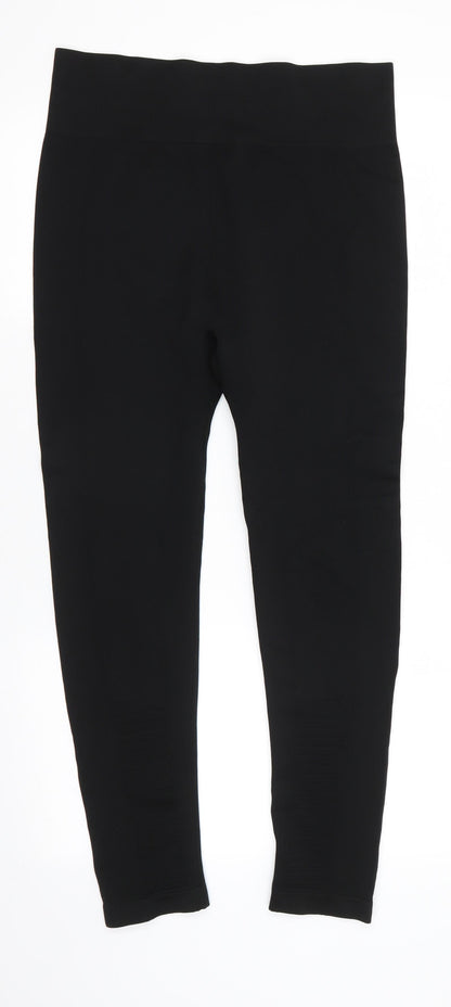 WorkOut Womens Black  Polyester Cropped Leggings Size L L25 in Regular Pullover - Leggings