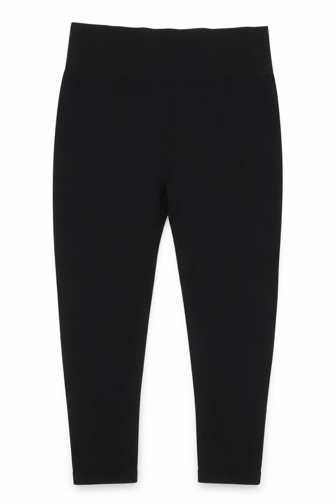 Workout Womens Black  Polyester Cropped Leggings Size L L25 in Regular Pullover - Leggings
