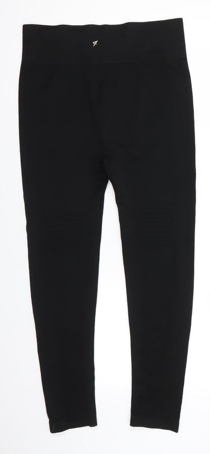 WorkOut Womens Black  Polyester Cropped Leggings Size L L25 in Regular Pullover - Leggings