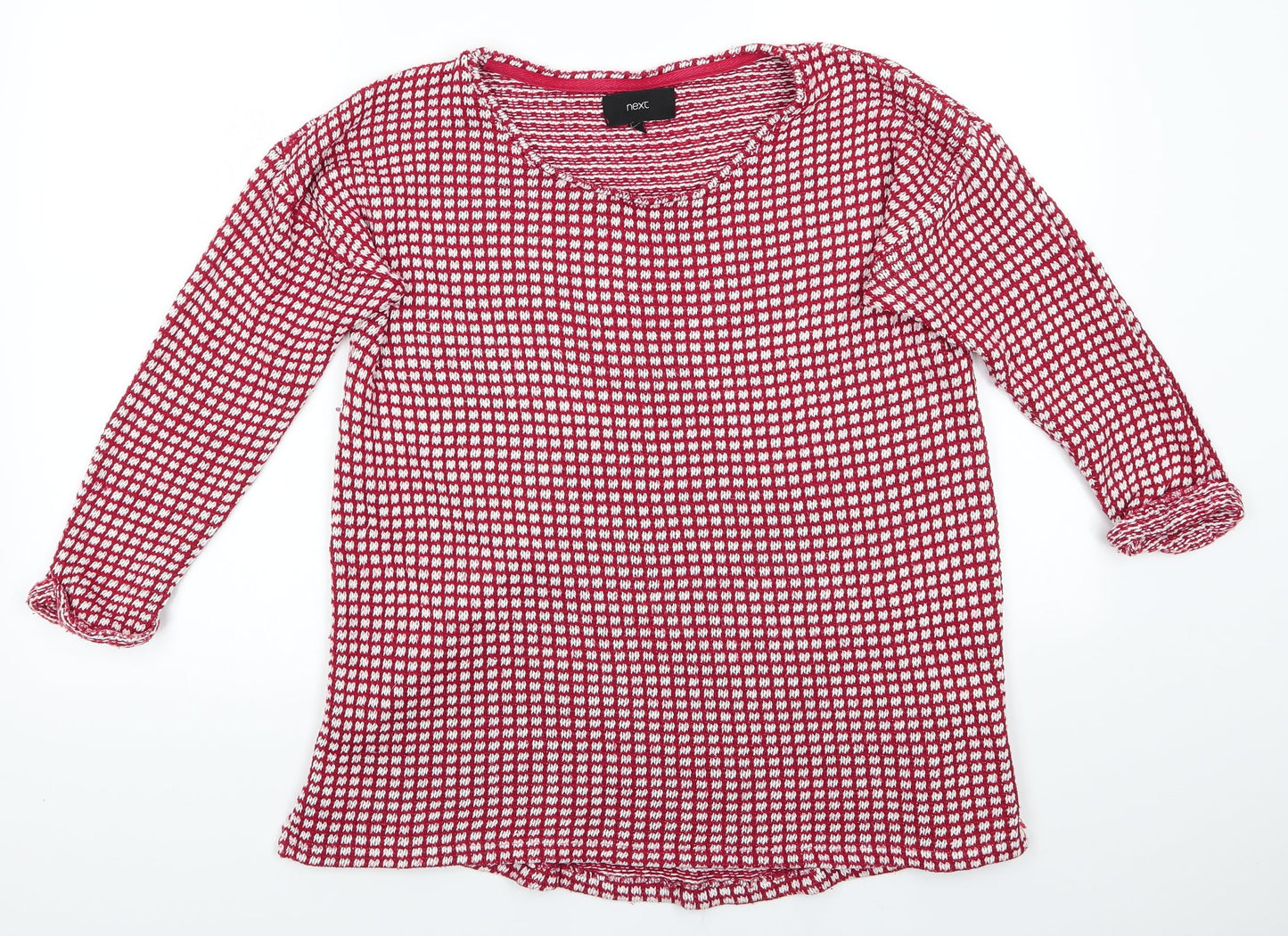 NEXT Womens Red Crew Neck Polka Dot Cotton Pullover Jumper Size 16   - Square Polka Dots White