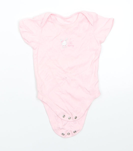 George Girls Pink Animal Print Cotton Romper One-Piece Size 9-12 Months  Snap - Rabbit I Love Mummy Pale pink