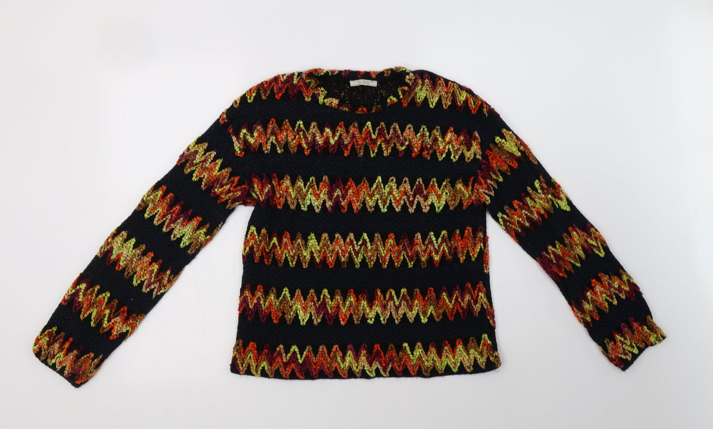 Zara Womens Multicoloured Crew Neck Geometric  Pullover Jumper Size L