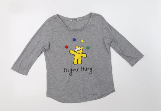 George Womens Grey  Polyester Basic Blouse Size 12 Crew Neck - Pudsey