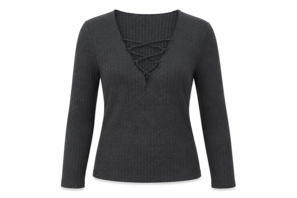 SheIn Womens Grey  Polyester Basic Blouse Size XS V-Neck