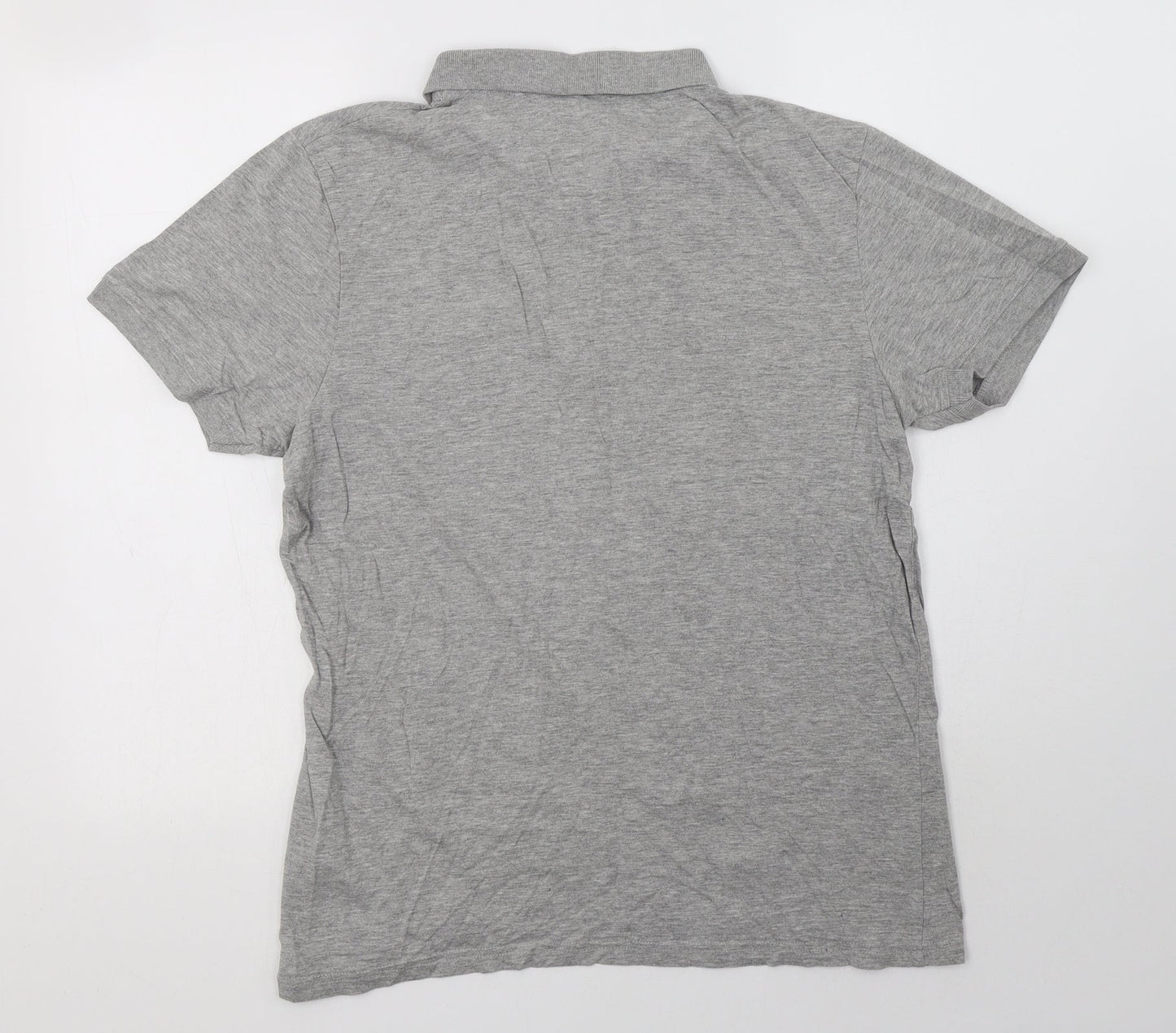 Primark Mens Grey  Cotton  Polo Size L Collared Button