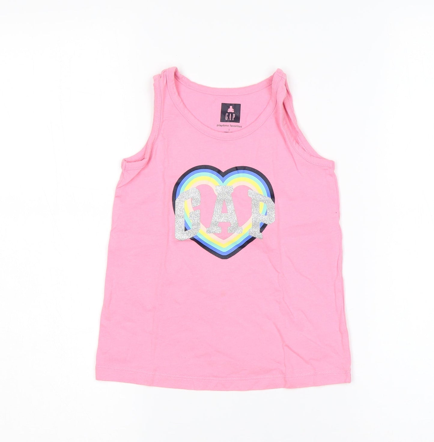 Gap Girls Pink  Cotton Basic Tank Size 5 Years Round Neck