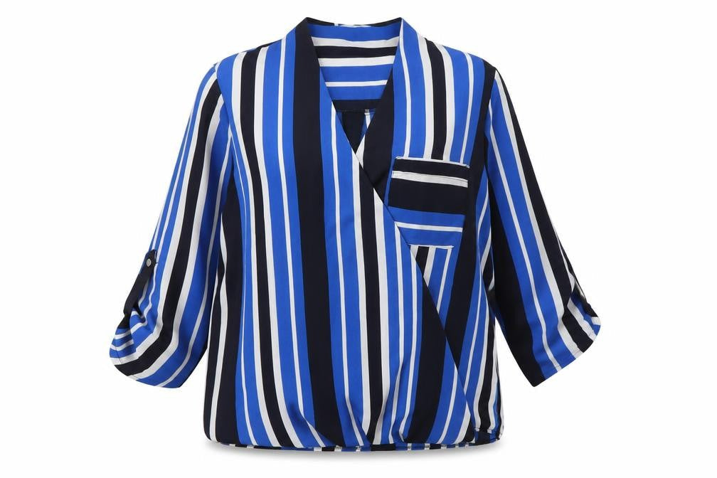 Papaya Womens Multicoloured Striped Polyester Basic Blouse Size 8 V-Neck