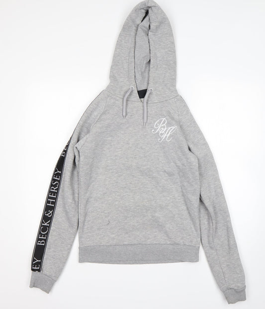 BLACK & HERSEY  Womens Grey  Cotton Pullover Hoodie Size 8