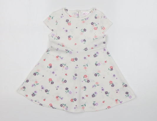 So Cute Girls Multicoloured Floral Polyester A-Line  Size 12-18 Months  Round Neck