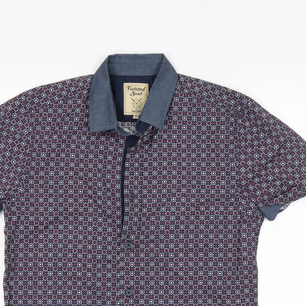 Twister soul Mens Multicoloured Geometric Cotton  Button-Up Size XS Collared