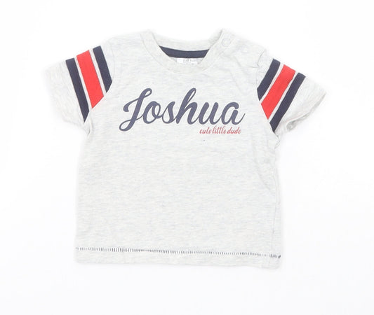 F&F Baby Grey  Cotton Basic T-Shirt Size 0-3 Months Round Neck