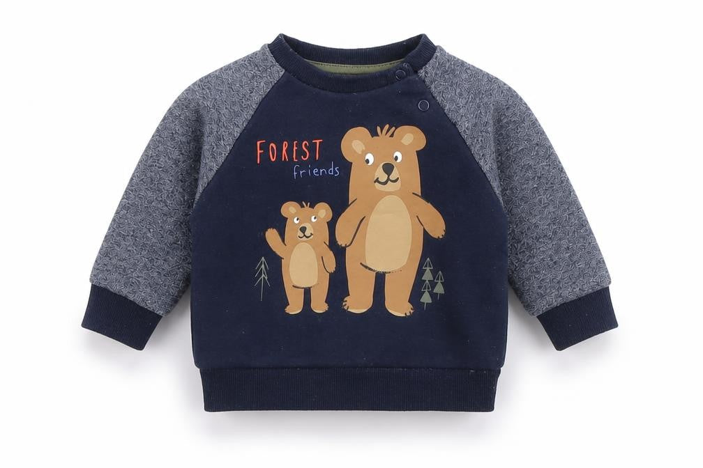 Primark Baby Blue  Cotton Pullover Jumper Size 6-9 Months   - Forest Friends, Bears