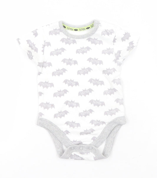 Batman Boys White Geometric Cotton Leotard One-Piece Size 6-9 Months   - Batman