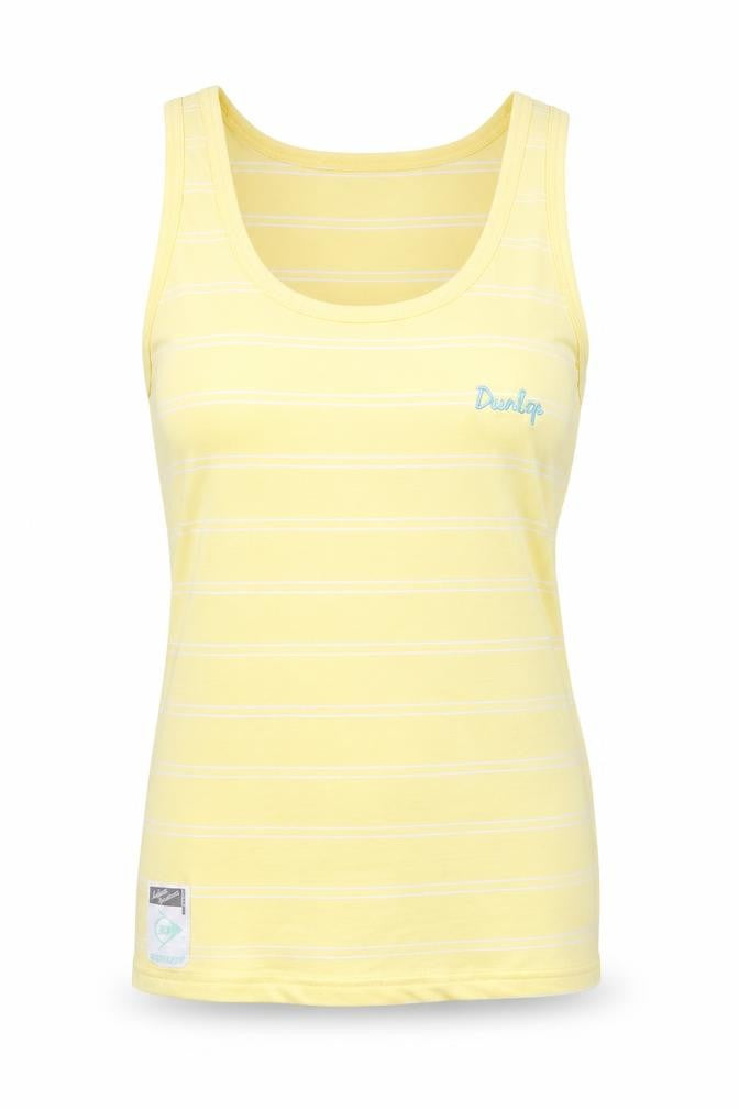 Dunlop Womens Yellow Striped Cotton Basic Tank Size 12 Round Neck
