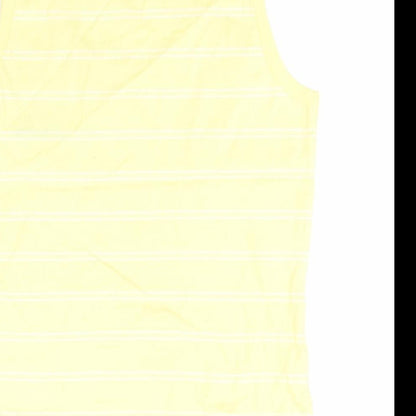 Dunlop Womens Yellow Striped Cotton Basic Tank Size 12 Round Neck